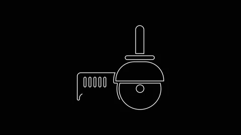 White line Angle grinder icon isolated on black background. 4K Video motion Stock Footage 161993836
