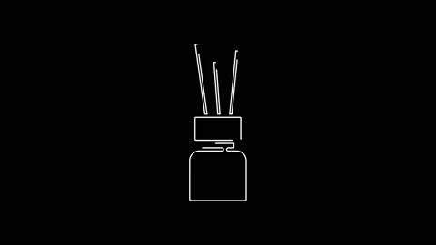 White line Aroma diffuser icon isolated on black background. Glass jar different Stock Footage 142967118