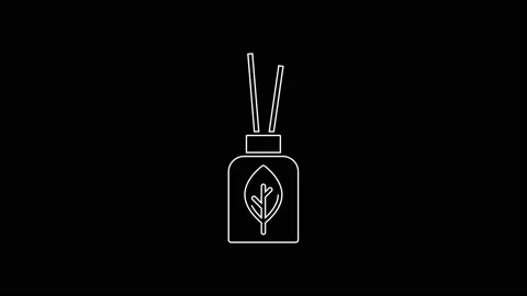 White line Aroma diffuser icon isolated on black background. Glass jar different Stock Footage 167590296