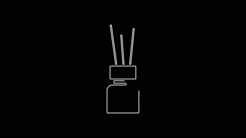 White line Aroma diffuser icon isolated on black background. Glass jar different Stock Footage 167590331