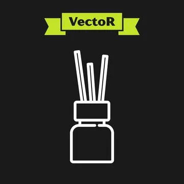 White line Aroma diffuser icon isolated on black background. Glass jar different Stock Illustration
