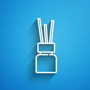 White line Aroma diffuser icon isolated on blue background. Glass jar different Stock Illustration