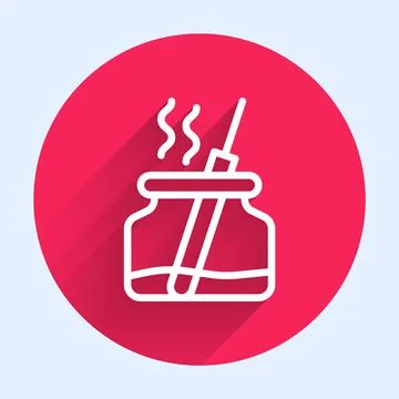 White line Aroma diffuser icon isolated with long shadow background. Glass jar Stock Illustration