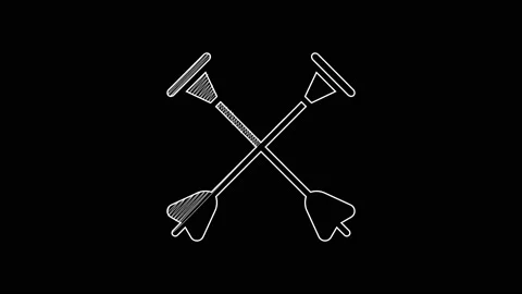 White line Arrow with sucker tip icon isolated on black background. 4K Video Stock-Footage 203387593