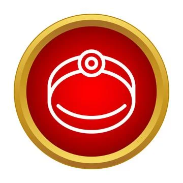 White line art ring icon on red circle Stock Illustration