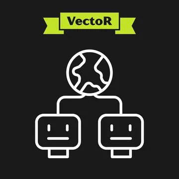 White line Artificial intelligence icon isolated on black background. Machine Stock Illustration