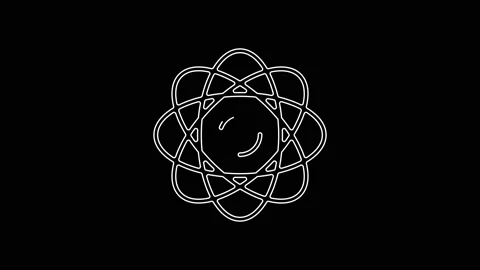 White line Atom icon isolated on black background. Symbol of science, education Stock Footage 167587753