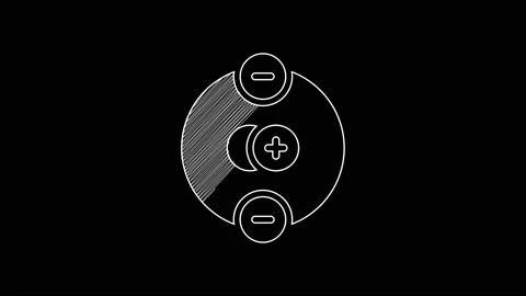 White line Atom icon isolated on black background. Symbol of science, education Stock Footage 203622272