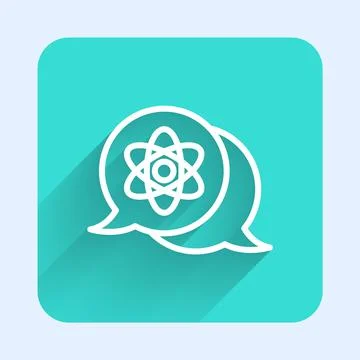 White line Atom icon isolated with long shadow background. Symbol of science イラスト素材