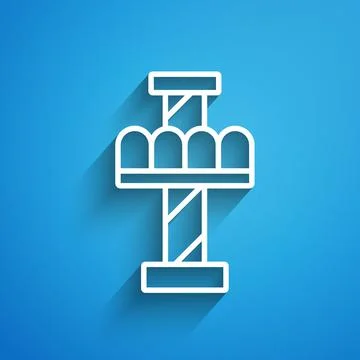 White line Attraction carousel icon isolated on blue background. Amusement park Ilustración de archivo