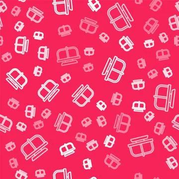 White line Attraction carousel icon isolated seamless pattern on red background Stock Illustration
