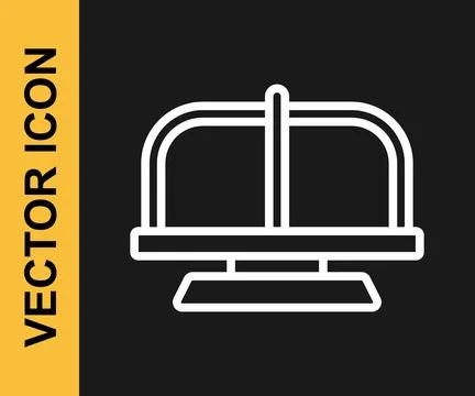 White line Attraction carousel icon isolated on black background. Amusement park Illustrazione stock