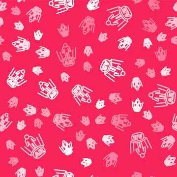 White line Augmented reality AR icon isolated seamless pattern on red background Stock Illustration