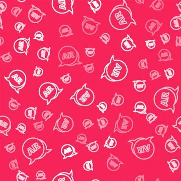 White line Augmented reality AR icon isolated seamless pattern on red background 库存插图