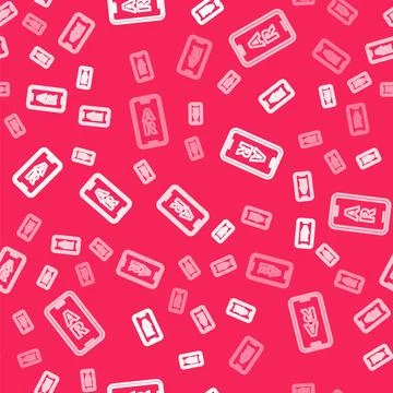 White line Augmented reality AR icon isolated seamless pattern on red background イラスト素材