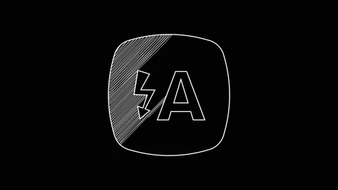 White line Auto flash icon isolated on black background. Automatic flash. 4K Stock Footage 203583816