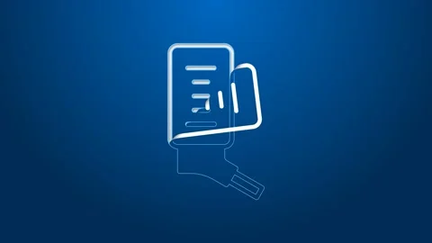White line Automatic drinker for small pets icon isolated on blue background. 4K Stock Footage 168144887