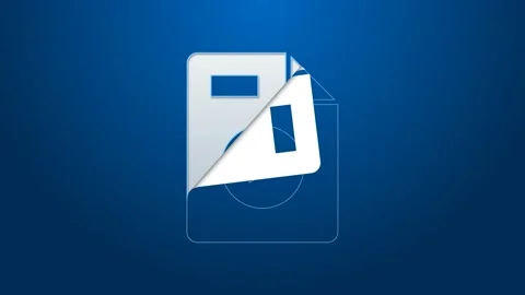 White line AVI file document. Download avi button icon isolated on blue Stock Footage 155542926