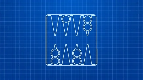 White line Backgammon board icon isolated on blue background. 4K Video motion Stock Footage 169321454