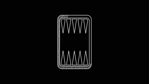White line Backgammon board icon isolated on black background. 4K Video motion Stock Footage 203397027