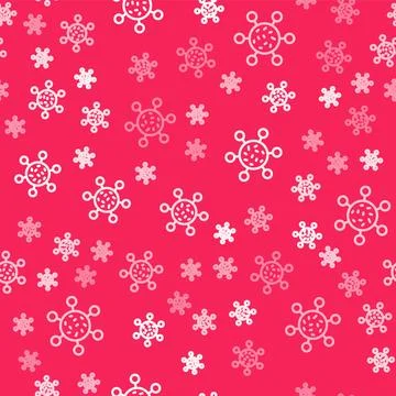 White line Bacteria icon isolated seamless pattern on red background. Bacteria Stock Illustration