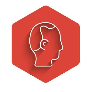 White line Baldness icon isolated with long shadow background. Alopecia. Red Stock Illustration