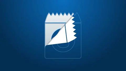 White line Barbecue coal bag icon isolated on blue background. 4K Video motion Stock Footage 148447702