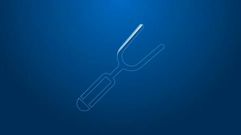 White line Barbecue fork icon isolated on blue background. BBQ fork sign Stock Footage 144305340