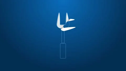 White line Barbecue fork icon isolated on blue background. BBQ fork sign Stock Footage 148447759