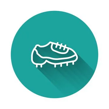 White line Baseball boot icon isolated with long shadow background. Green c.. Stock Illustration