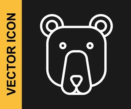 White line Bear head icon isolated on black background.  Vector 스톡 일러스트