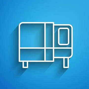 White line Bed icon isolated on blue background. Long shadow. Vector Stock Illustration