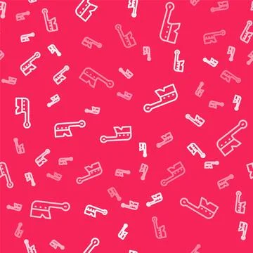 White line Beekeeping brush icon isolated seamless pattern on red background Stock Illustration