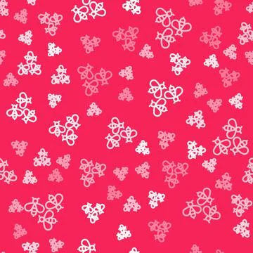 White line Bees icon isolated seamless pattern on red background. Sweet natural イラスト素材