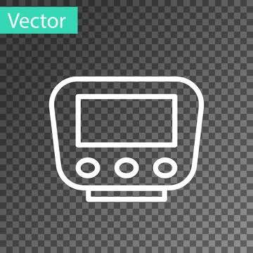 White line Bicycle speedometer icon isolated on transparent background. Vector Stock Illustration