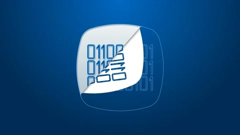 White line Binary code icon isolated on blue background. 4K Video motion graphic Stock Footage 168138787
