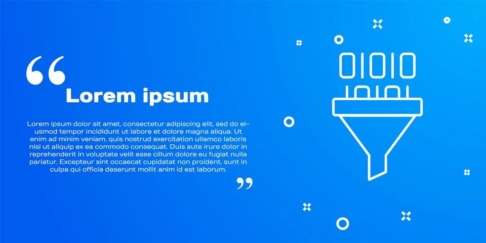 White line Binary code icon isolated on blue background. Vector 스톡 일러스트