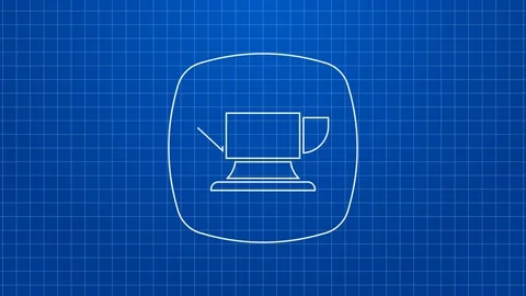 White line Blacksmith anvil tool icon isolated on blue background. Metal forging Stock Footage 169324146