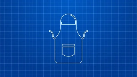 White line Blacksmith apron icon isolated on blue background. Protective Stock Footage 169324180