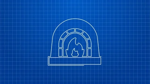 White line Blacksmith oven icon isolated on blue background. 4K Video motion Stock Footage 169324154