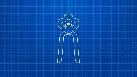 White line Blacksmith pliers tool icon isolated on blue background. 4K Video Stock Footage 169324171