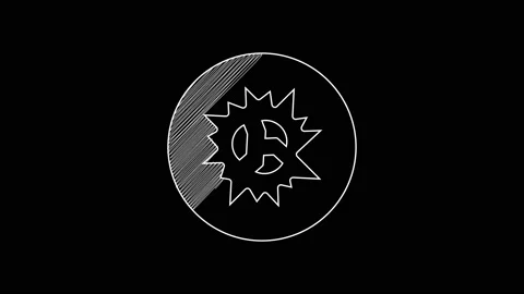 White line Bomb explosion with shrapnel and fireball icon isolated on black Stock Footage 203604150
