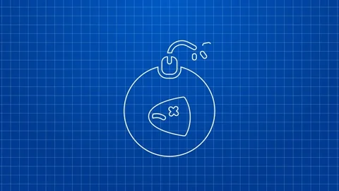 White line Bomb ready to explode icon isolated on blue background. 4K Video Stock Footage 169312231