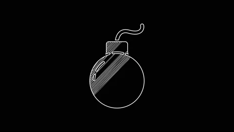 White line Bomb ready to explode icon isolated on black background. 4K Video Stock Footage 203334751