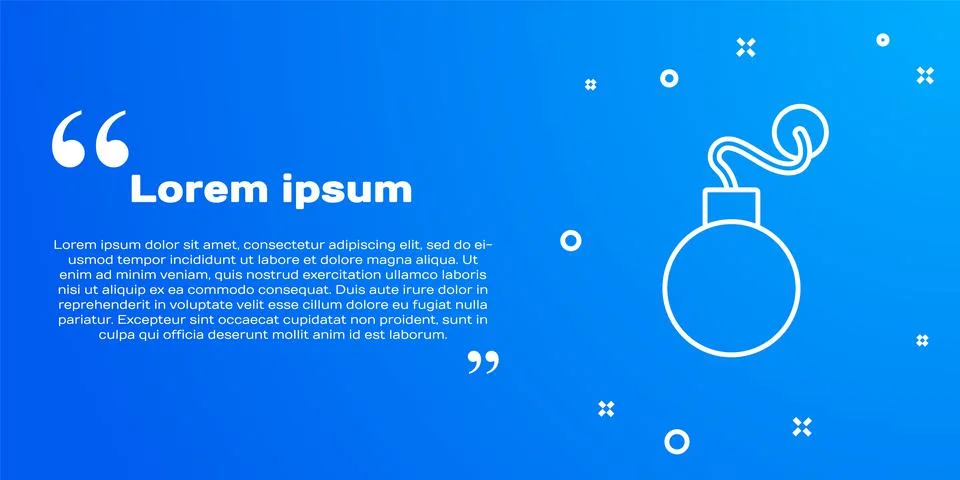 White line Bomb ready to explode icon isolated on blue background.  Vector Stock Illustration