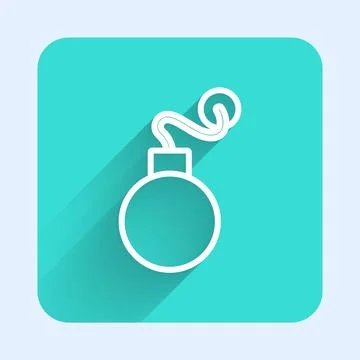 White line Bomb ready to explode icon isolated with long shadow background... Stock Illustration