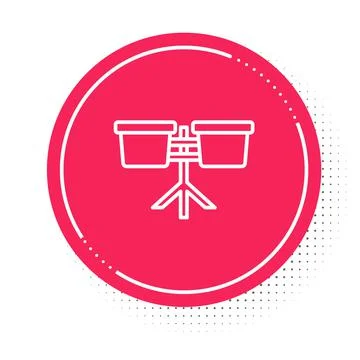 White line Bongo drum icon isolated on white background. Musical instrument Illustrazione stock