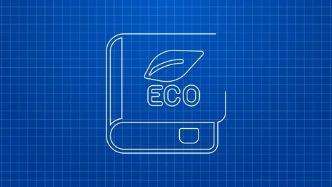 White line Book about ecology icon isolated on blue background. Biology book. 4K Stock Footage 169315334