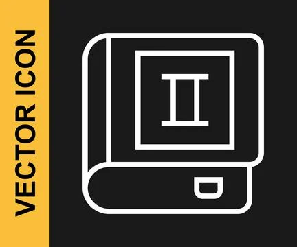 White line Book icon isolated on black background. Second volume.  Vector Stock Illustration