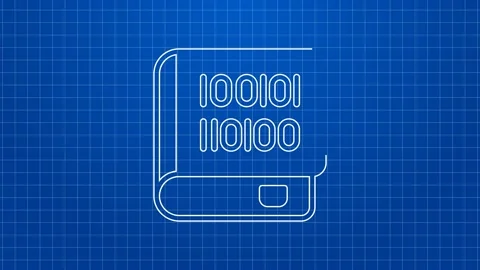 White line Books about programming icon isolated on blue background. Programming Stock Footage 169315213